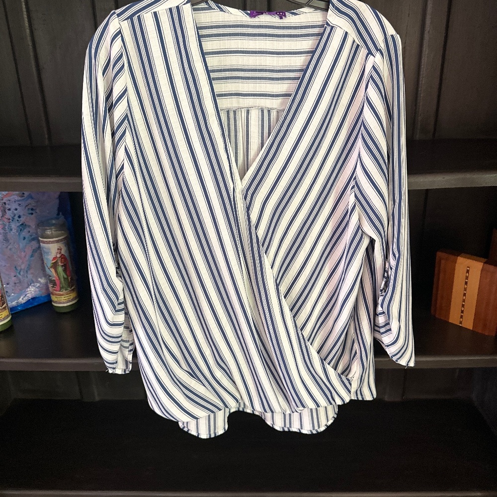 Blue and white stripe top